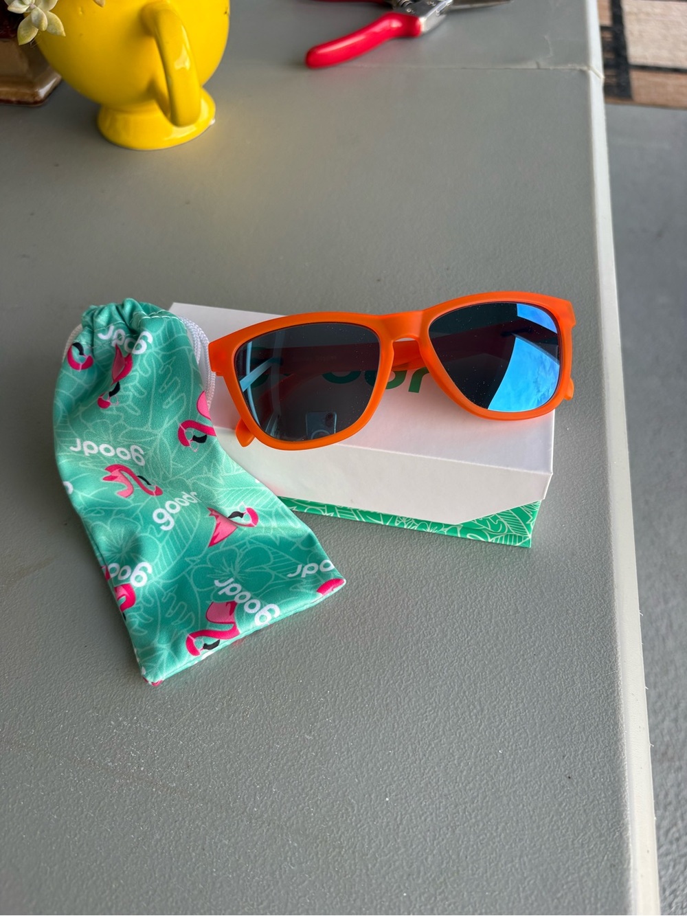 Goodr Orange Sunglasses with Blue Mirrored Lenses - Donkey Goggles